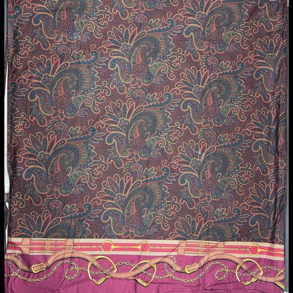 Ralph Lauren Home Ascot Paisley Equestrian Queen Flat Sheet *RARE* EUC 60873